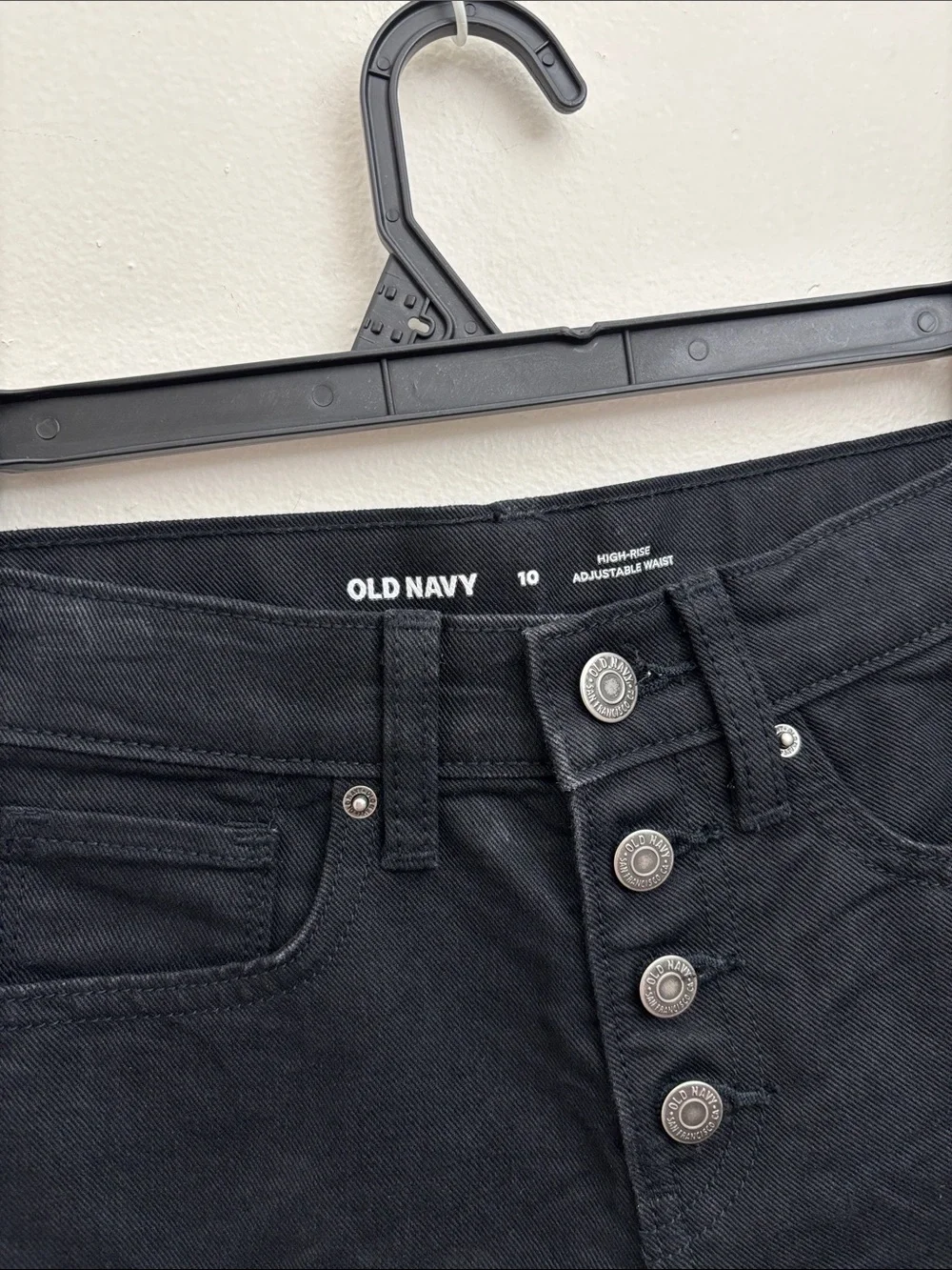 Old Navy Black Button-Front High-Rise Denim Shorts